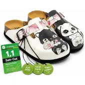 Goby Clogs Damen Hausschuhe – Handgefertigte Premium Pantoletten mit buntem Print, Imitationsleder, EVA-Sohle