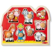 Spin Master Melissa & Doug Bauernhoftiere Jumbo-Knopf-Puzzle aus Holz ab 1 Jahr