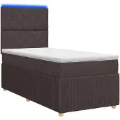 vidaXL LED Boxspringbett mit Matratze Dunkelbraun 80 x 200 cm Stoff
