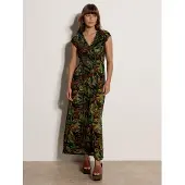 Apricot Smokkleid "Smockkleid mit tropischem Blattmuster" in weicher Ware