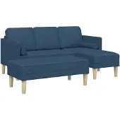 vidaXL Sofa Set 2 Stk. Blau Polyester