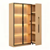Merax Multifunktionsschrank 110,5x35x160cm LED Glasvitrine
