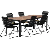 Ebuy24 Bois Gartenset Tisch 90x200 cm Natur 6 Stühle schwarz.