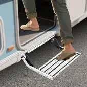Selius Camper-Stützfuß aus Aluminium, einlagig, mit Pedalbedienung – Tragfähigkeit: 150 kg – Faltbar