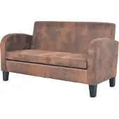 vidaXL Sofa 2-Sitzer Wildleder-Optik Braun