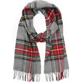 Suitable Geeigneter Herrenschal Kariert Merino Grau Multicolour