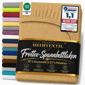 EXKLUSIV HEIMTEXTIL Frottee Spannbettlaken 140 - 160 x 200 cm Sand 80% Baumwolle 20% Polyester Öko - Tex Zertifiziert Bed-Sheet Bettlaken Spannbetttu