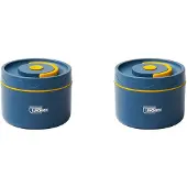 ISTOVO 2X Lebensmittel-WäRme-LunchbehäLter, Edelstahl-Thermo-LunchbehäLter, Tragbarer Thermo-Bento-Box-LebensmittelbehäLter, Blau C