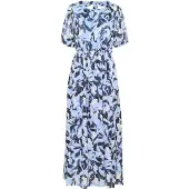 Kaffe Midikleid "Damen Kleid KAelina", Damen, Gr. 34, N-Gr, blau (blau flower print), Obermaterial: 100% Polyester PES., Kleider Midikleid