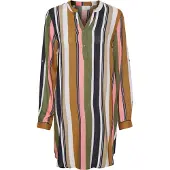 Kaffe Midikleid "Damen Kleid KAmarana", Damen, Gr. 34, N-Gr, pink (grün, pink stripe print), Obermaterial: 100% Viskose LENZING ECOVERO CV LenzEcov., Kleider Midikleid