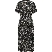 Kaffe Midikleid "Damen Kleid KAbeathe", Damen, Gr. 34, N-Gr, schwarz (schwarz, chalk graphic), Obermaterial: 100% Viskose LENZING ECOVERO CV LenzEcov., Kleider Midikleid