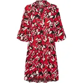 Kaffe Midikleid "Damen Kleid KAhera", Damen, Gr. 34, N-Gr, rot (true rot, pink graphic flower), Obermaterial: 100% Viskose LENZING ECOVERO CV LenzEcov., Kleider Midikleid