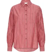 Pulz Jeans Langarmhemd "Damen Langarm PZDRINE", Damen, Gr. L, N-Gr, rot (rumba rot stripe), Obermaterial: 100% Baumwolle CO., Hemden Langarmhemd