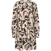 Kaffe Midikleid "Damen Kleid KApaco", Damen, Gr. 34, N-Gr, beige (beige, schwarz, peach blurry leaf), Obermaterial: 87% Viskose LENZING ECOVERO CV LenzEcov. 13% Nylon NY., Kleider Midikleid