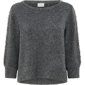 Kaffe Strickpullover "Damen Strickpullover KAbetty", Damen, Gr. L, grau (grau melange), Obermaterial: 53% Polyester PES. 39% Polyacryl PAN. 5% Wolle mw. 3% Elasthan EL., Pullover Strickpullover