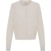 Fransa Strickjacke "Damen Langarm FRVANESSA", Damen, Gr. L, beige (oatmeal melange), Obermaterial: 100% Baumwolle CO., Strickjacken Strickjacke