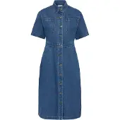 Kaffe Jeanskleid "Damen Kleid KAmyah", Damen, Gr. 34, N-Gr, blau (blau washed denim), Obermaterial: 62% Baumwolle CO. 38% Polyester PES., Kleider Jeanskleid