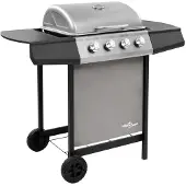 vidaXL Gasgrill mit 4 Flammen Schwarz und Silbern