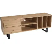 Wohnling Lowboard Eiche-Nachbildung 150x55x40 cm TV-Kommode Modern TV-Schrank Hoch Fernsehtisch Fernsehschrank mit Schubladen & Regal Fernsehkommode