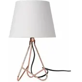 Licht-Erlebnisse Tischleuchte Stoff Weiß Metall Kupfer E14 H:30 cm Nachttischlampe Schlafzimmer