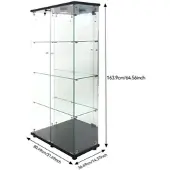 PXloue 4 Lagen Vitrine mit Glastrennwand&LED-Glasvitrine 80x36x164cm Weiß