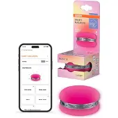 Osram Smart Macaron, Bluetooth-Lautsprecher mit Dreh-Farblicht, Musik-Sync & App-Timer – 3 Modi, Stereo-Pairing, Pink