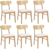 Mendler 6er-Set Esszimmerstuhl MCW-M59, Küchenstuhl Stuhl, Stoff/Textil Massiv-Holz helles Gestell, creme