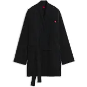 HUGO Morgenmantel "TERRY GOWN" Gr. L, schwarz (schwarz 001), L, Obermaterial: 100% Baumwolle, Hausmäntel, Morgenmantel, aus Baumwoll-Terry mit Herz-Stickerei