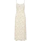 Kaffe Midikleid "Damen Kleid KAblair", Damen, Gr. L, N-Gr, weiß (chalk, braun flowers), Obermaterial: 95% Polyester PES. 5% Elasthan EL., Kleider Midikleid