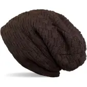 StyleBREAKER Feinstrick Beanie Mütze in Dunkelbraun | Gr.: onesize
