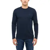 Mustang Langarmshirt "Herren Style Asheville", Herren, Gr. L, blau (navy), Jersey, 100% Baumwolle, Rundhals, Shirts Langarmshirt