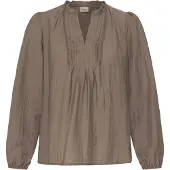 Fransa Langarmbluse "Damen Langarm FRGIDA", Damen, Gr. S, braun (driftwood), Obermaterial: 80% Viskose CV. 20% Polyamid PA., Blusen Langarmbluse