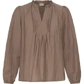 Fransa Langarmbluse "Damen Langarm FRGIDA", Damen, Gr. L, braun (driftwood), Obermaterial: 80% Viskose CV. 20% Polyamid PA., Blusen Langarmbluse