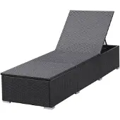 vidaXL Sonnenliege mit Auflage Poly Rattan Schwarz