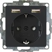 Enzo 296215003 HK07 - Unterputz-Schutzkontakt-Steckdose mit 2 USB-Ladebuchsen, Farbe: anthrazit