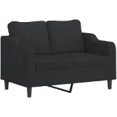 vidaXL 3-tlg. Sofagarnitur mit Kissen Schwarz Stoff