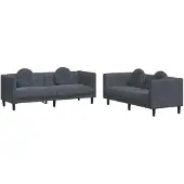 vidaXL 2-tlg. Sofagarnitur mit Kissen Dunkelgrau Samt