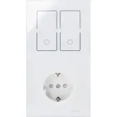 Kopp 852512011 HKi8-Kombination Doppelschalter-Schutzkontakt-Steckdose, eckig, Farbe: weiß