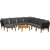 vidaXL 9 stk. Massives Akazienholz & Seil Natur
