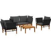 vidaXL 5 stk. Massives Akazienholz & Seil Natur