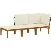 vidaXL 3 stk. Massives Akazienholz & Seil Natur