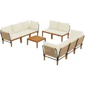 vidaXL 9 stk. Massives Akazienholz & Seil Natur