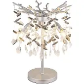 Globo Lighting LED Tischleuchte, silberfarben matt, Glaskristalle, H 50 cm