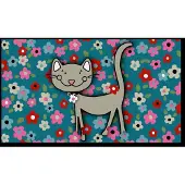 Mercury Velvet-Teppich mit Katzen- und Blumenmuster 45x75 -