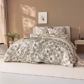 Estella Schweizer Premium Satin Bettwäsche 135x200 Ilona kiesel Blumen 2032-800