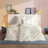 Estella Mako Satin Bettwäsche Yoga Lamas 4851-230 natur 135x200