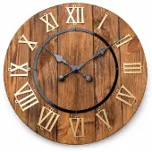 ModernClock Wanduhr aus Massivholz, groß (49 cm), im rustikalen Stil