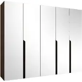 Mirjan 24 Kleiderschrank Mila 3 250 mit Spiegel, Schlafzimmer, Kleiderschrank, mit fünf Drehturen und mit drei Kleiderstange, Modern, Garderobenschrank (Farbe: Nuss Warmia + Schwarz)