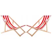 Woodok Liegestuhl Strandliege Sonnenliege Gartenliege Holz Liege Holzstrandliege 120kg, Rot-weiß