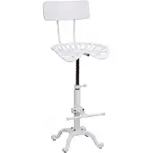Mendler Barhocker MCW-N26, Barstuhl Tresenhocker, höhenverstellbar drehbar Fußablage Industrial Metall weiß
